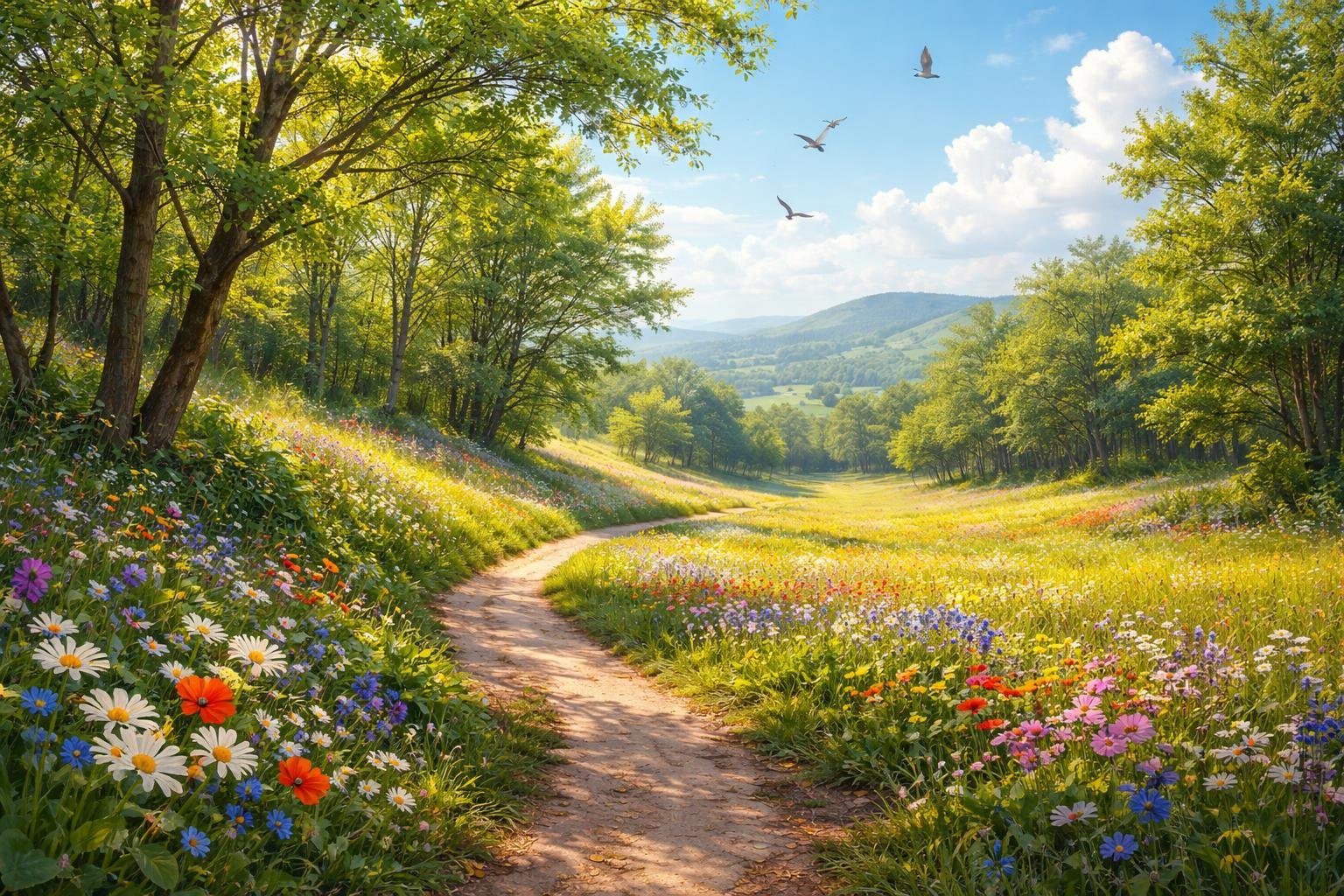 Tavaszi kirándulás virágzó réten, madárdal és friss illatok minden sarkon