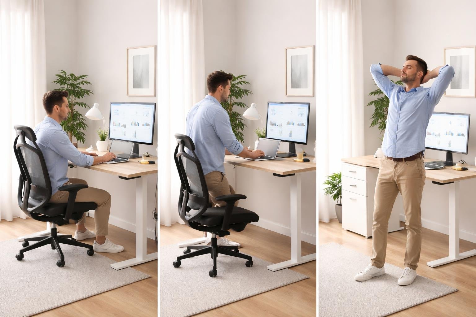 Az ergonómiai állapotok optimalizálása a számítógépes munka közben a test tehermentesítésével